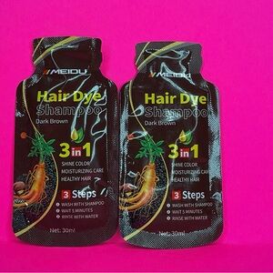 2 Pack Dark Brown Hair Dye Shampoo 3-in-1